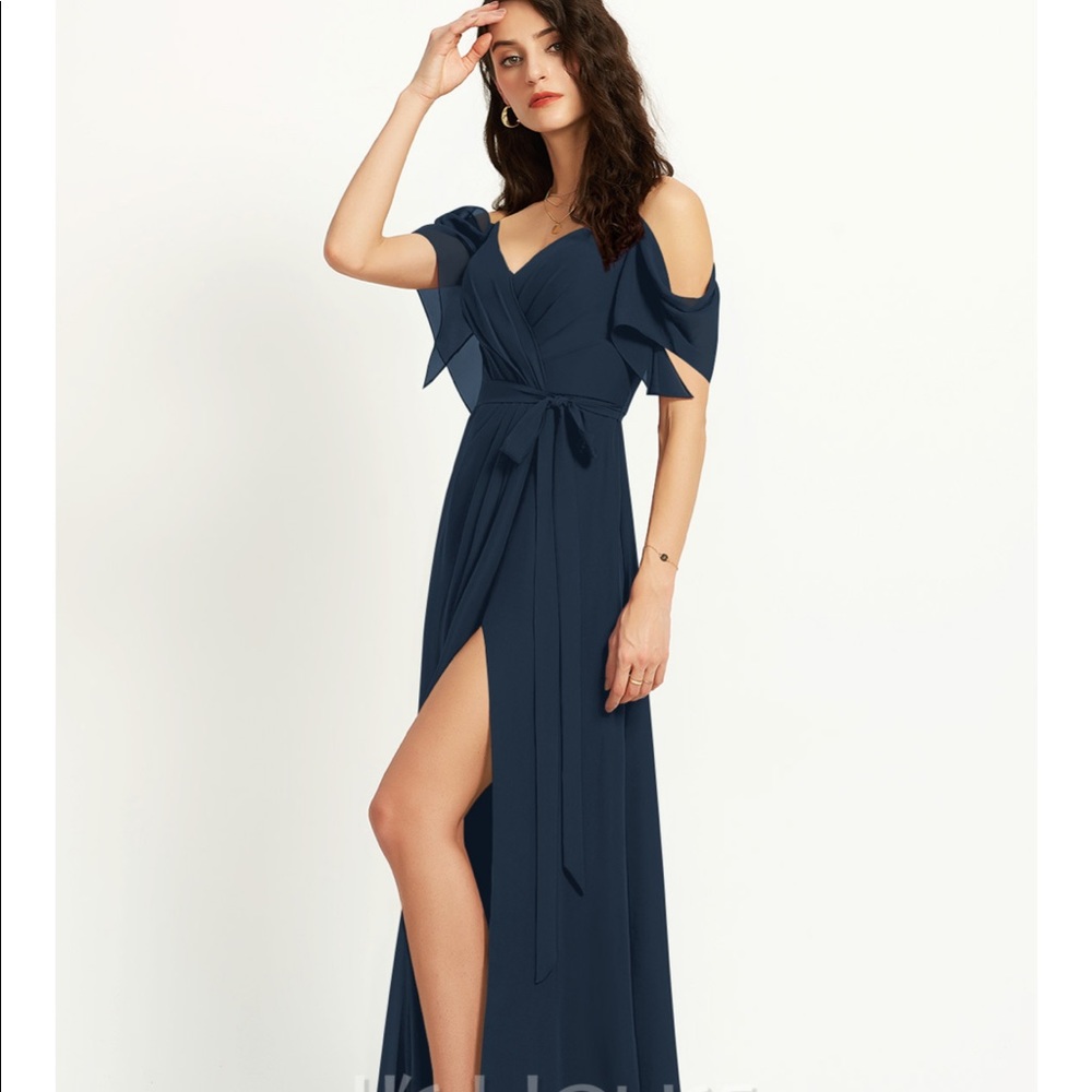 JJ’s House Navy cold shoulder long maxi dress 22W - Picture 11 of 13